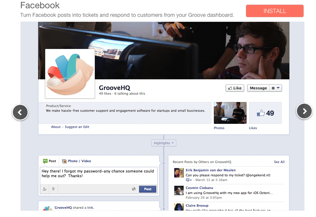 Groove Facebook Integration