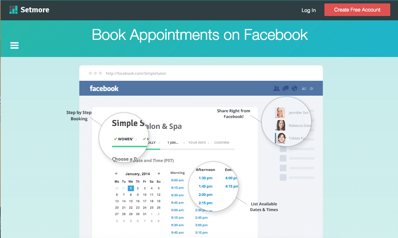 Setmore Facebook scheduling tool