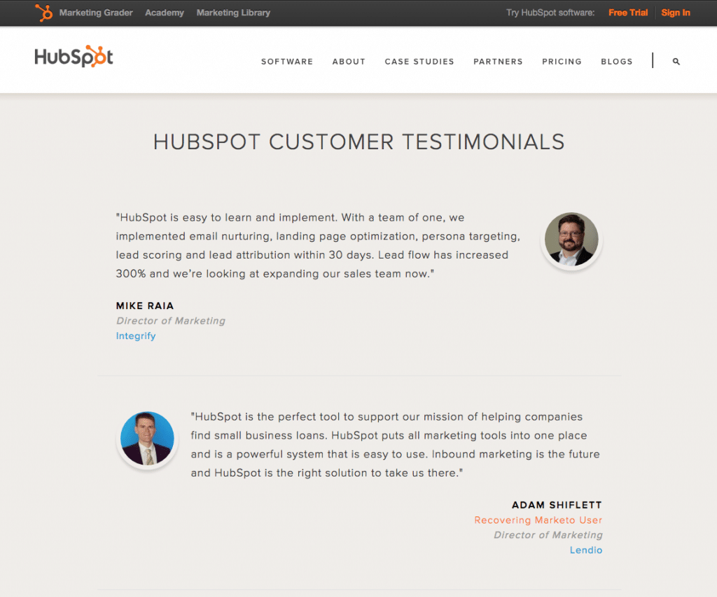 Hubspot Testimonial Examples