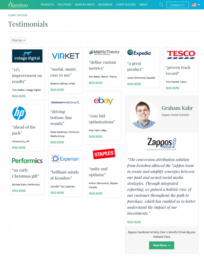 Kenshoo Testimonial Examples