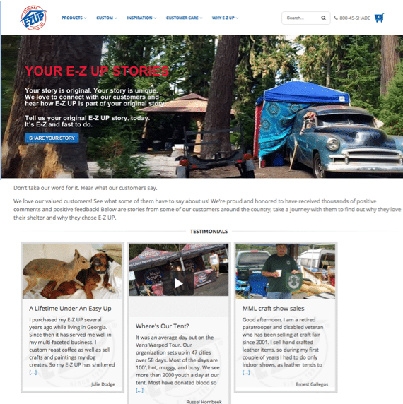 E-Z Up Testimonial Examples