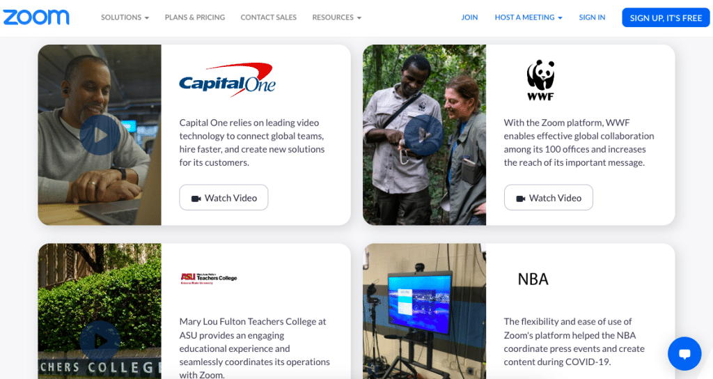 video testimonial examples pages