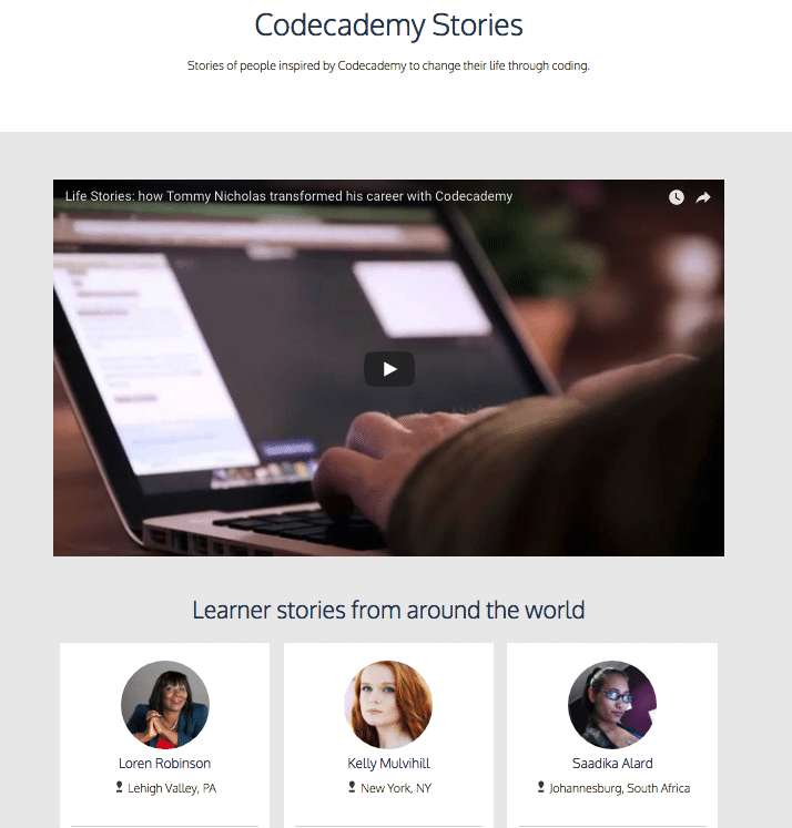 Testimonial page design