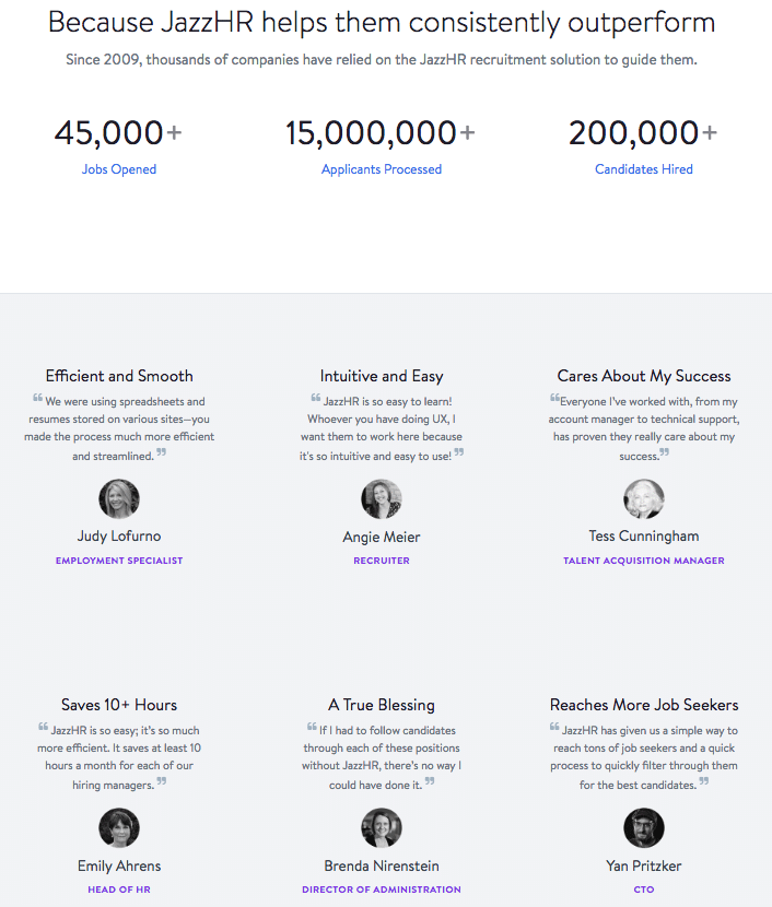 Testimonial page design
