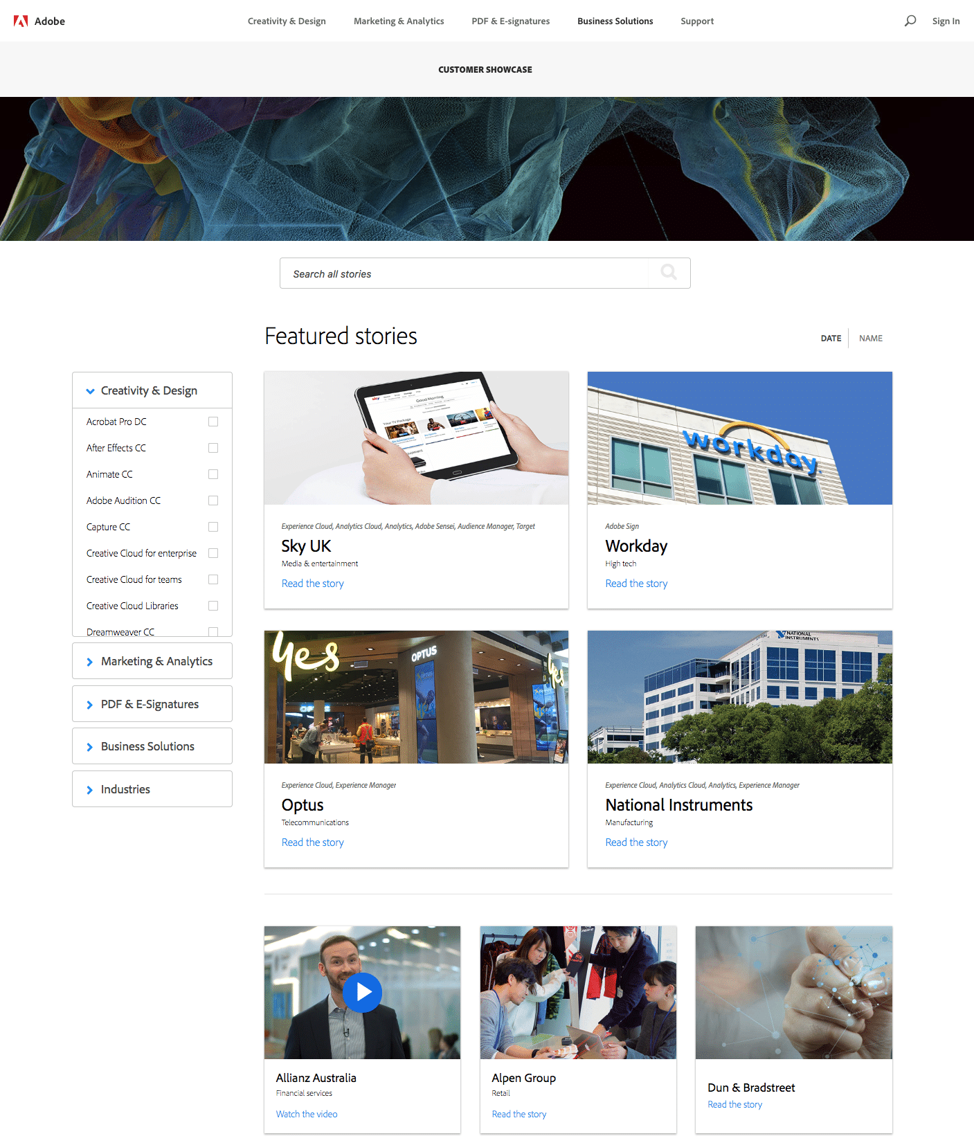 Adobe Testimonial Page