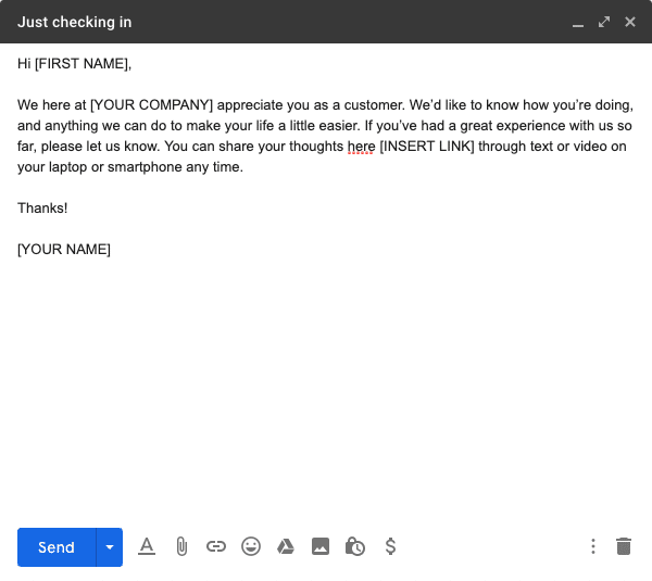 Check-In Testimonial Request Email