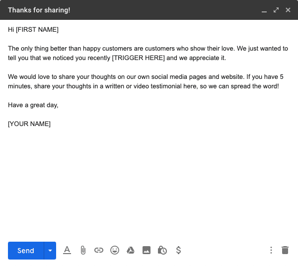 Nice Response Testimonial Request Email