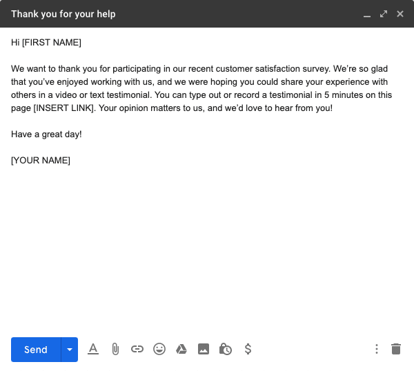 NPS Testimonial Request Email