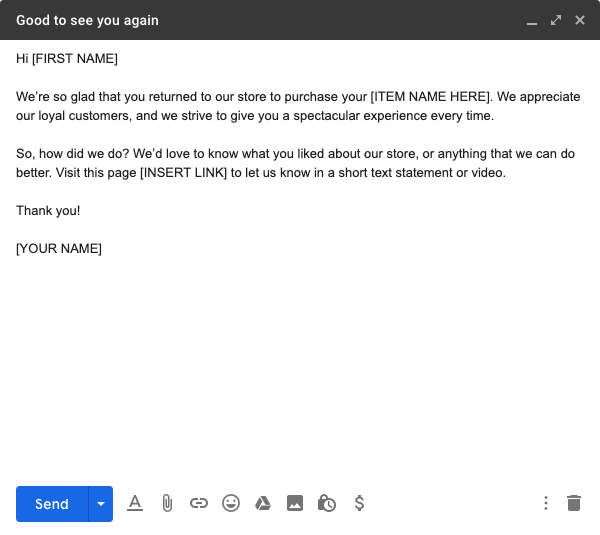 Upsell Testimonial Request Email