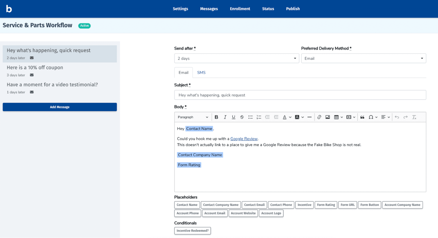 Email sequences for testimonial collection