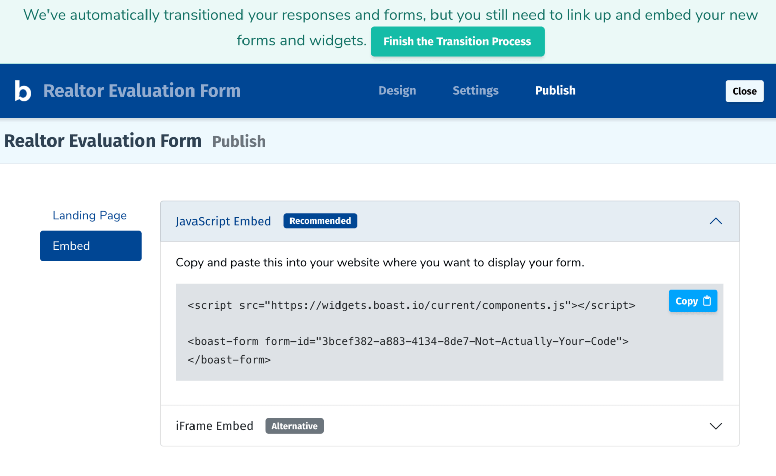 website form embed codes