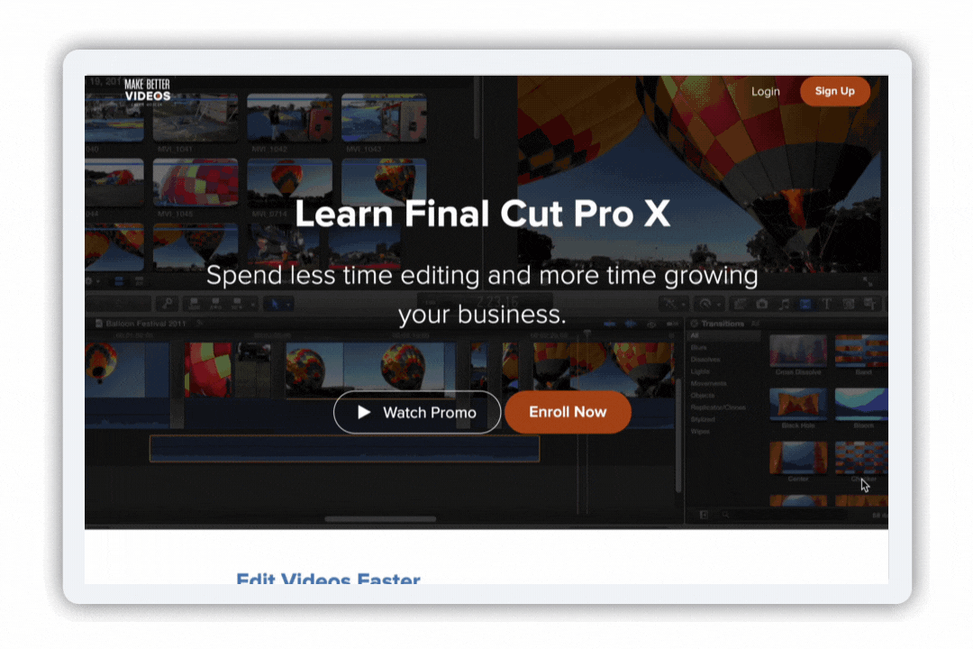 DIY Video School Landing Page Example