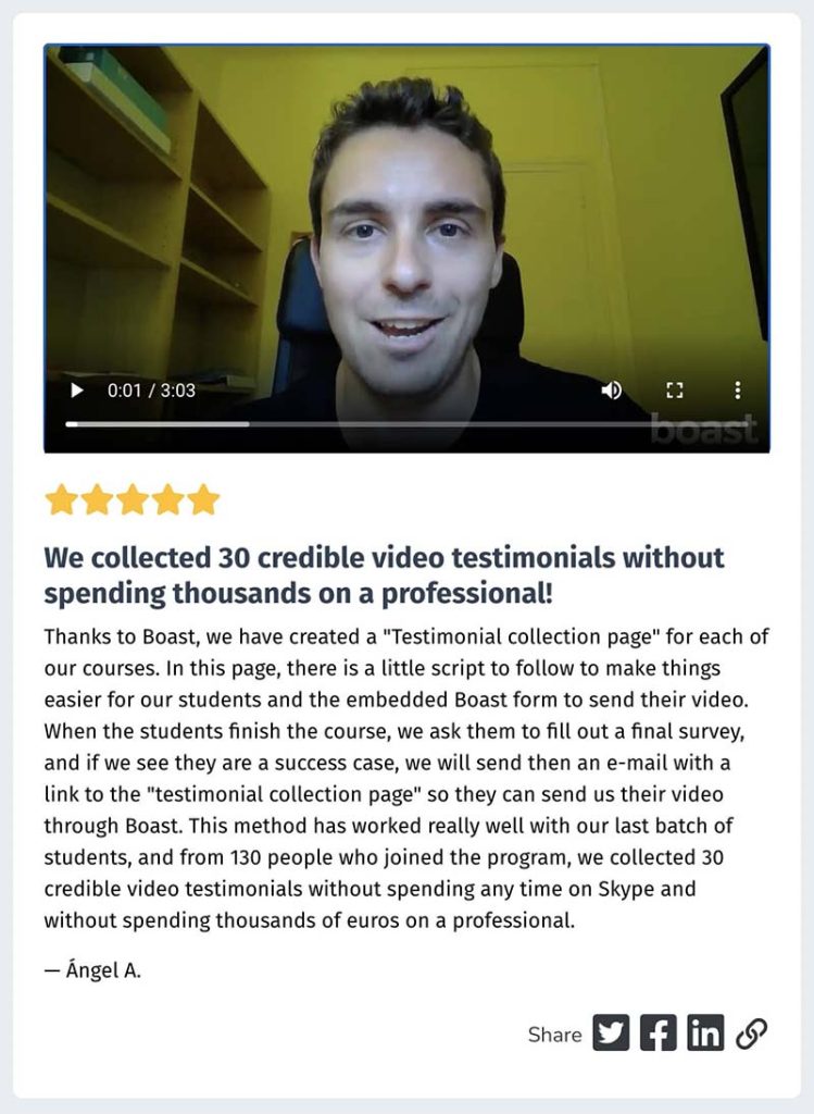 video testimonials case study