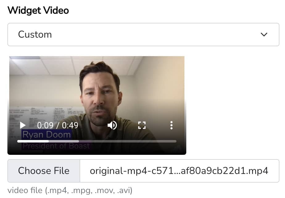 widget video selection