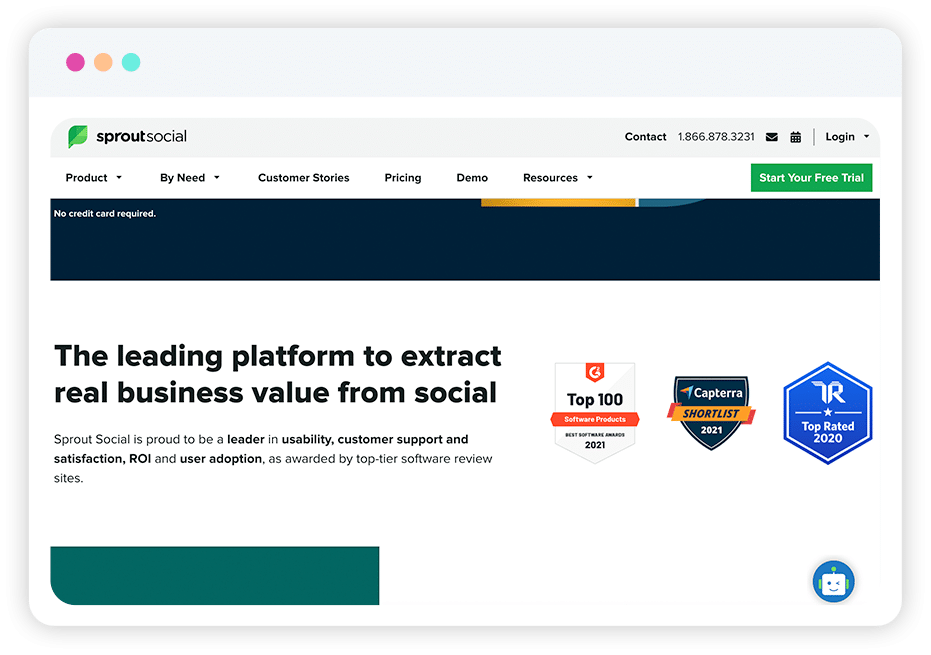 Social Proof - Awards from Sprout Social