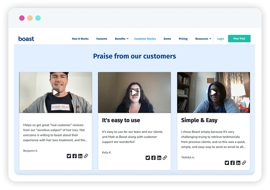 Boast Customer Stories Page
