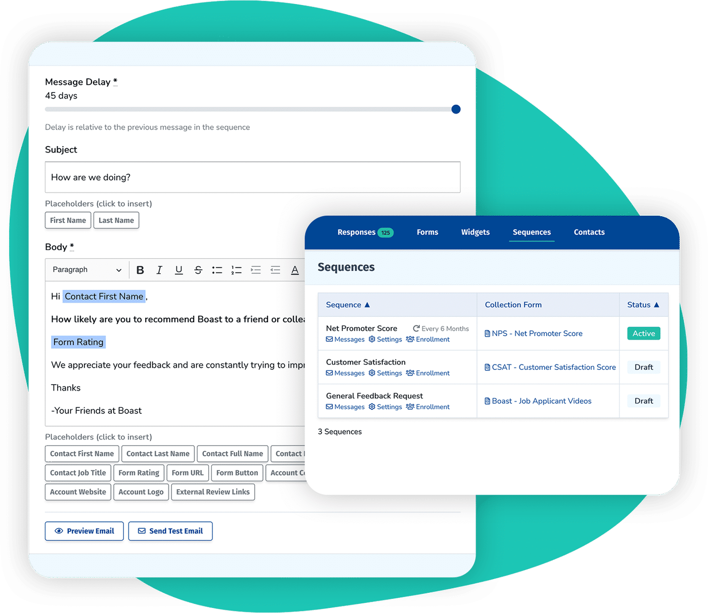 Boast dashboard organizing client testimonials by tag