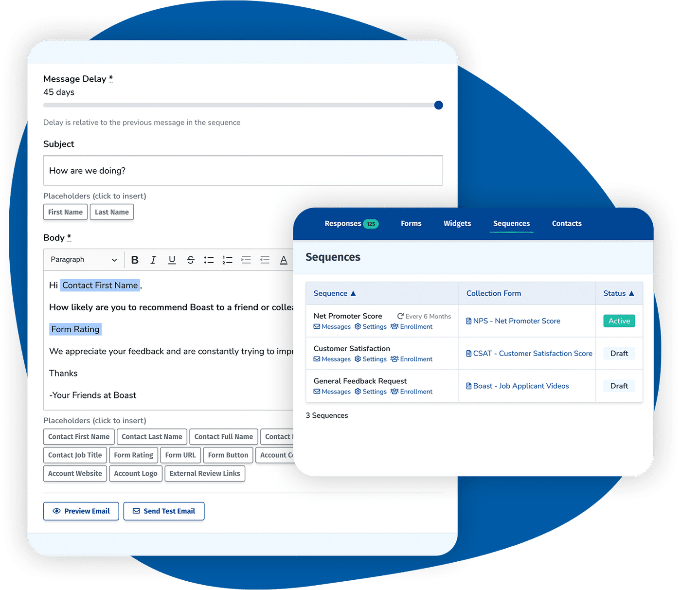 Boast product feedback form embedded in a software dashboard