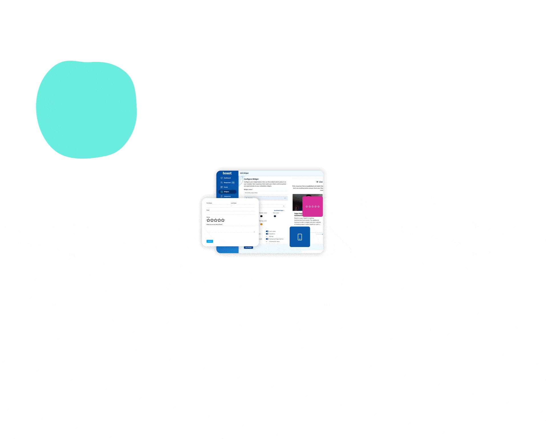 Animated demo of Boast display widgets on a website
