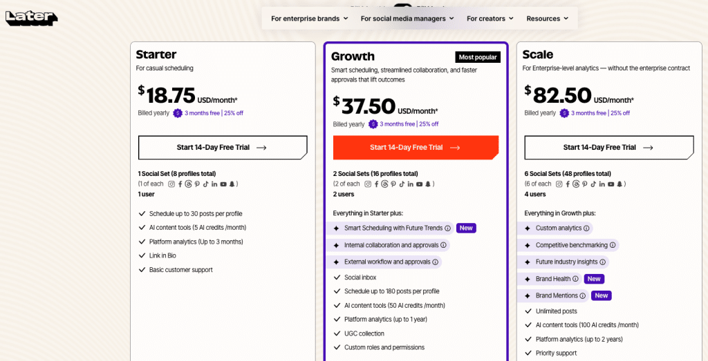 Later pricing 2026